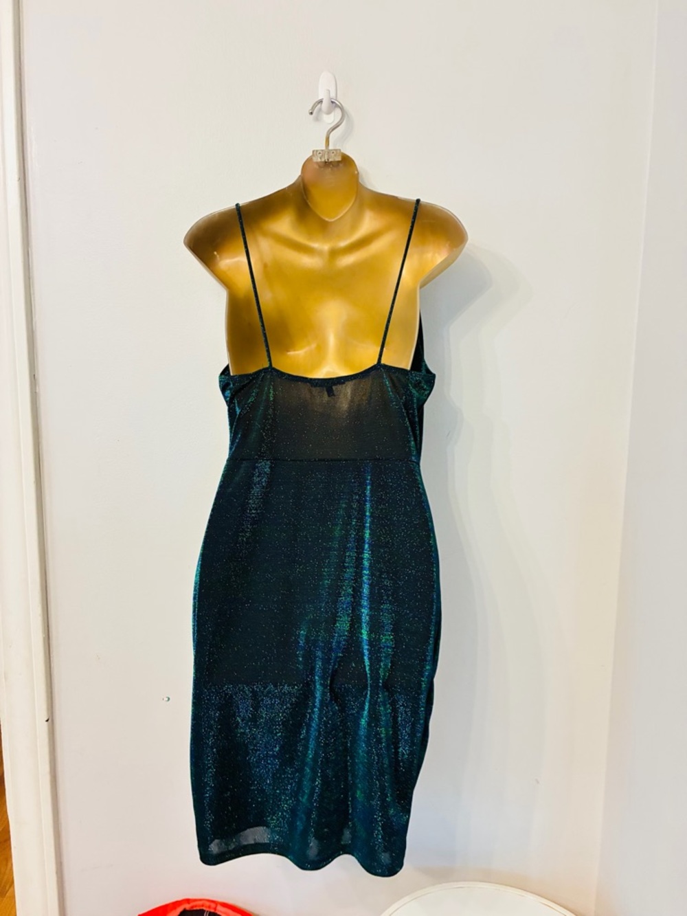 Charlotte Russe Shimmer Cowl Neck Mini Dress – Teal Black – Medium - Picture 5 of 6